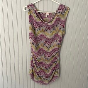 Sweet Pea 9 Maternity Purple and Green Ruched Tank Top | Medium